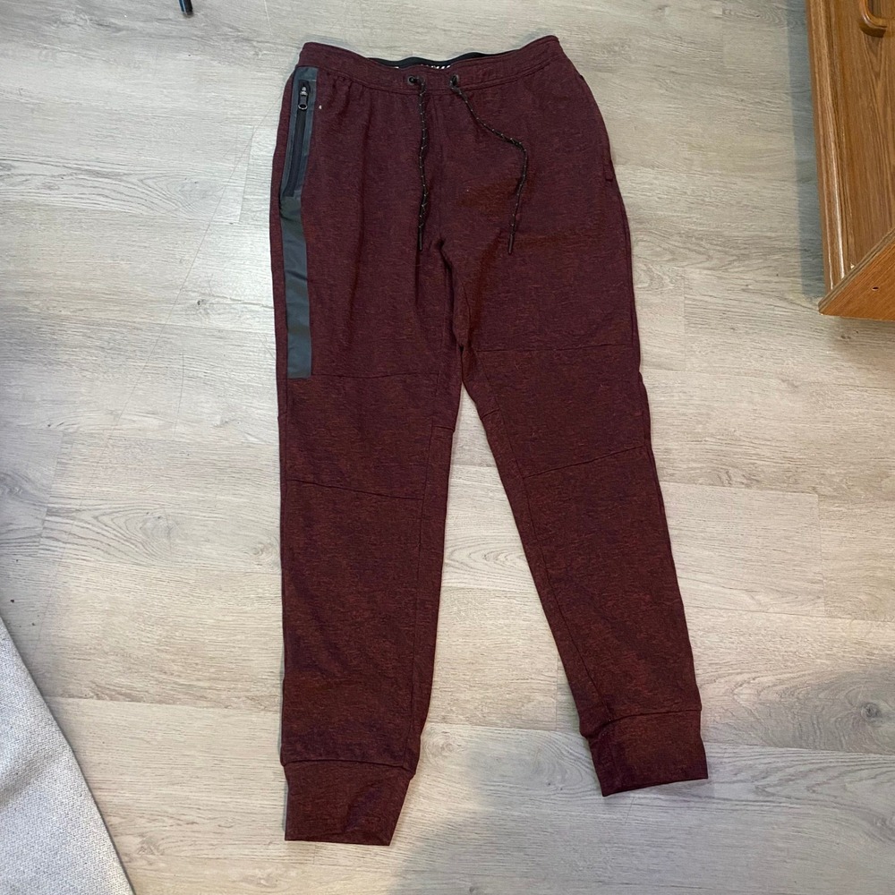 American Eagle Joggers Men MT Maroon Active Flex Space Dye Zip Pocket Sweatpants